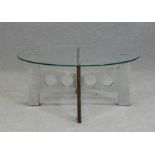 JEAN PROUVE' (Attr). Metal and glass coffee table