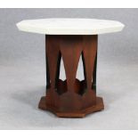 HARVEY PROBBER.Wood and travertine side table