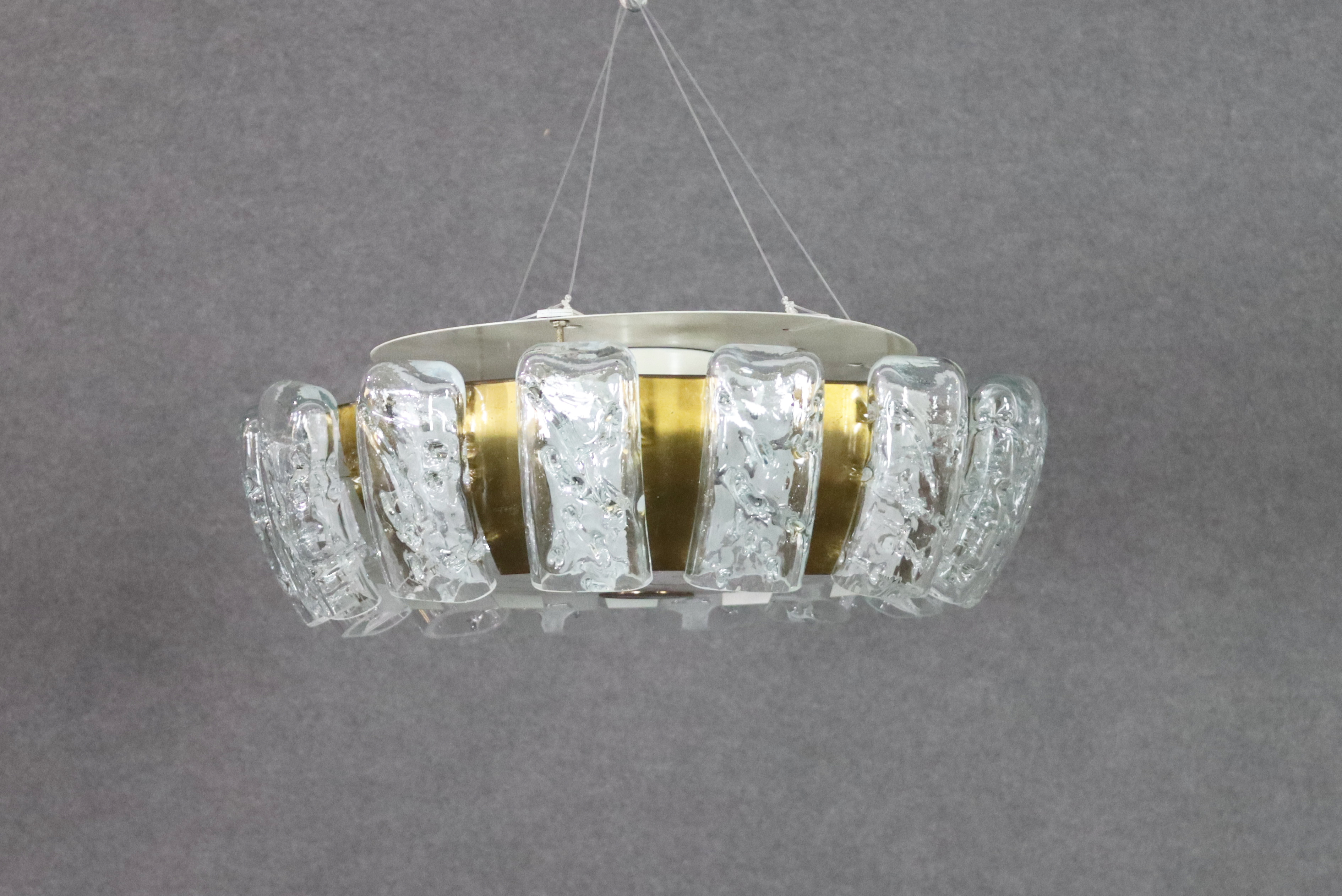 Brass, glass and painted iron ceiling lamp - Image 2 of 3