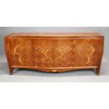 JULES LELEU. Inlaid sideboard with brass ferrules