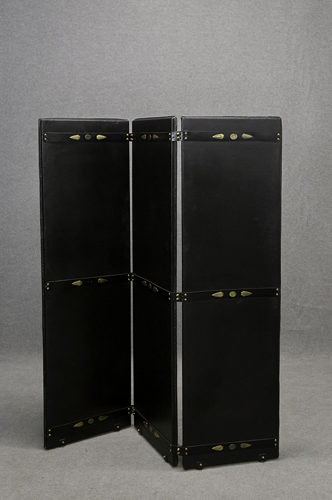 JACQUES ADNET - Leather and brass screen