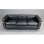 CASSINA. LC2 chrome steel and leather sofa