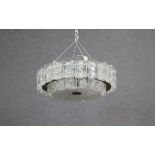 Italian manufacture. Glass and metal chandelier