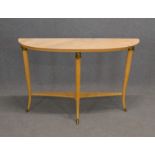 Italian maple wood console with brass application