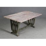 RAYMOND SUBES. Iron and marble coffee table