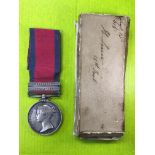 VICTORIAN SERVICE MEDAL WITH RIBBON AND VITTORIA AND SALAMANCA CLASPS FOR H.