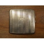 SILVER CONCAVE CIGARETTE CASE DECORATE WITH ENGINE TURNED BANDS,
