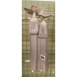 LLADRO GLOSS FIGURE OF A PAIR OF FRENCH NUNS A/F 33CM APPROX