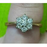 18CT 750 YELLOW GOLD SEVEN STONE DIAMOND RING 4G OVERALL