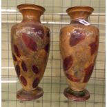 PAIR OF ROYAL DOULTON STONEWARE BALUSTER VASES - AUTUMN LEAVES PATTERN,