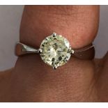 18K WHITE GOLD .50CT DIAMOND SOLITAIRE RING SIZE N 3.