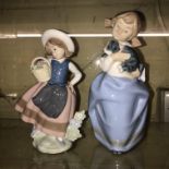 LLADRO FIGURINE 'SWEET SCENT' 5221 DATED 1983 AND A NAO FIGURINE 'NINA WITH PUPPY' DATED 1987