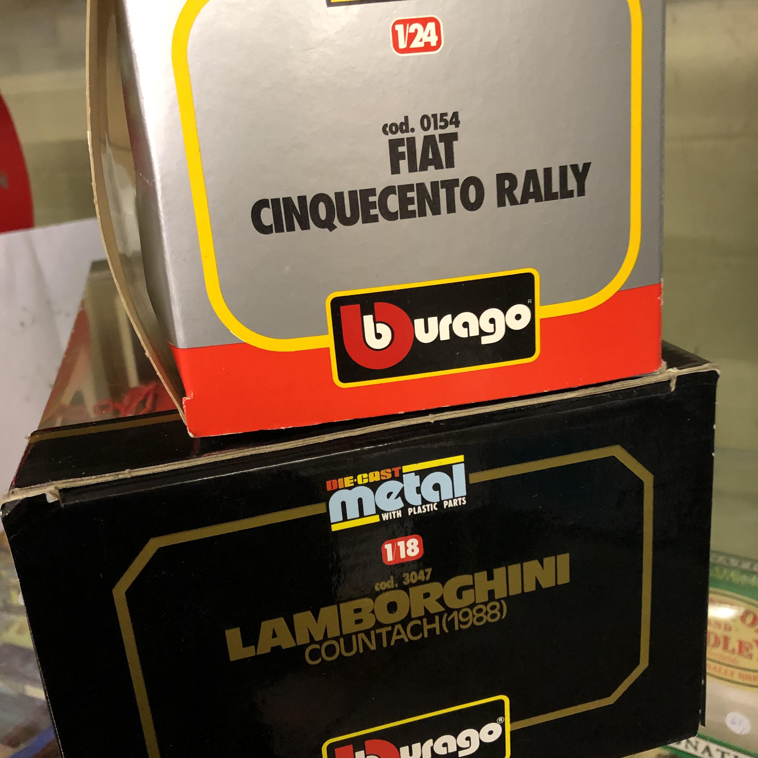 BURAGO 1:18 SCALE LAMBORGHINI COUNTACH AND A FORAGO FIAT QUINCENTO RALLY CAR - Image 2 of 2