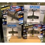 FOUR METAL DIECAST 1:48 SCALE ARMOUR COLLECTION WWII FIGHTER AIRCRAFT INCLUDING SPITFIRE AND STUKA