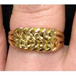 18CT YELLOW GOLD KEEPER RING 5.