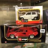 BURAGO 1:18 SCALE LAMBORGHINI COUNTACH AND A FORAGO FIAT QUINCENTO RALLY CAR