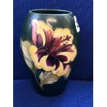 MOORCROFT POTTERY HIBISCUS PATTERN OVOID VASE 13.