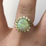 18CT GOLD OPAL AND DIAMOND CLUSTER RING 5G APPROX SIZE K/L