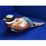 ROYAL CROWN DERBY PHEASANT PAPERWEIGHT WITH GOLD SEAL