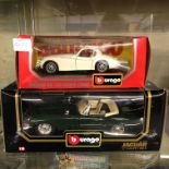 TWO BURAGO 1:18 AND 1:24 SCALE VINTAGE JAGUAR COUPE DIECAST MODELS