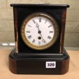 19TH CENTURY BELGIAN SLATE AND MARBLE MANTEL CLOCK WITH KEY