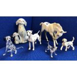 BESWICK GLOSS FOAL, BESWICK DALMATIAN, UNMARKED DALMATIAN PUP, TWO CRYSTAL DALMATIAN FIGURES,