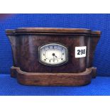 BURR WALNUT CASED WALTHAM 8 DAY POCKET WATCH MANTEL CLOCK