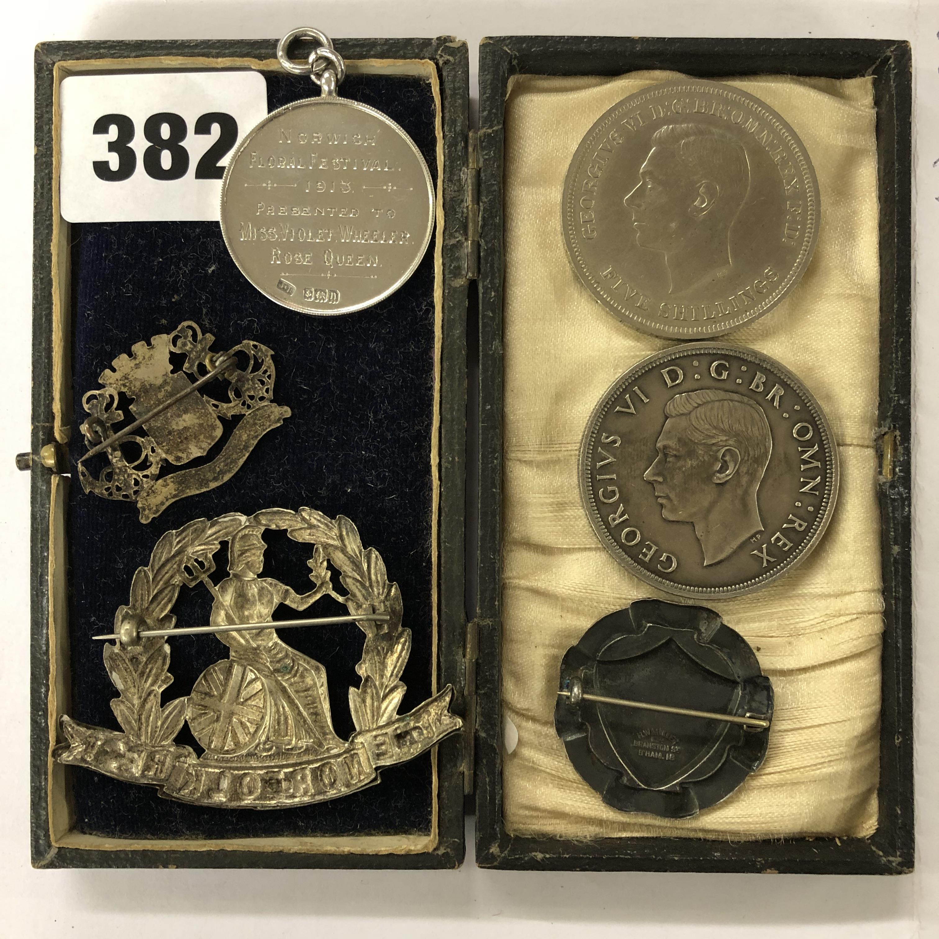 GEORGE VI CROWN AND A GEORGE VI FIVE SHILLING PIECE, - Image 2 of 3
