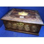 OAK HINGED BOX WITH CHIP CARVED DECORATION