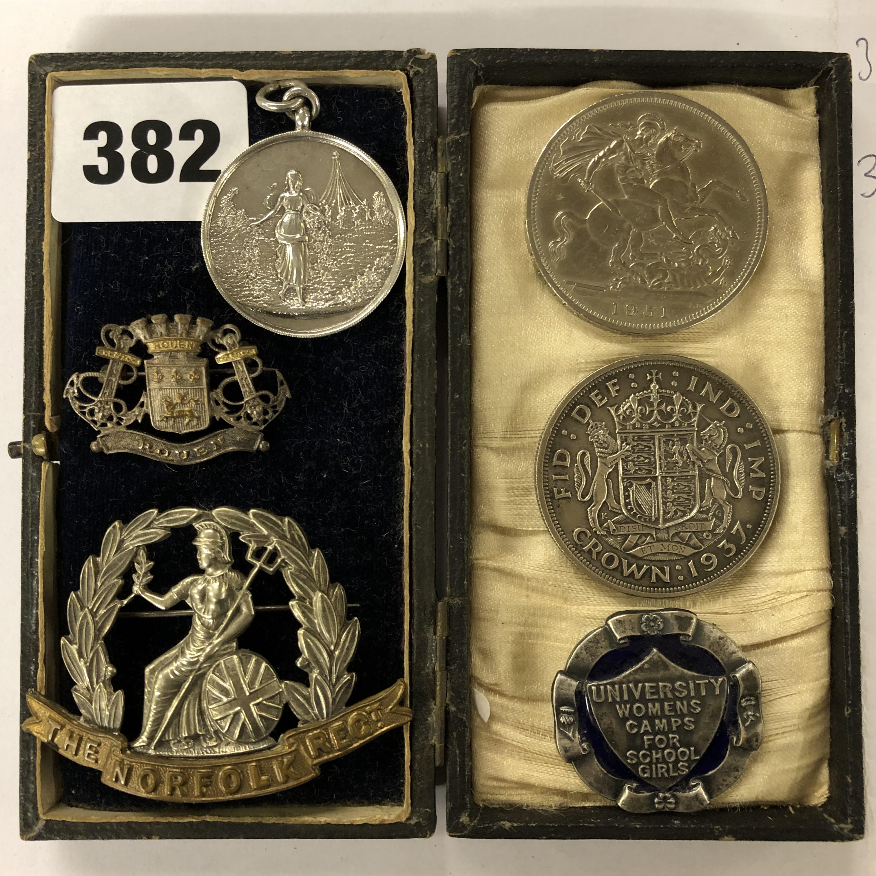 GEORGE VI CROWN AND A GEORGE VI FIVE SHILLING PIECE,