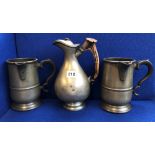 PAIR OF 19TH CENTURY PEWTER QUART MEASURE BY S.