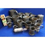 SELECTION OF VARIOUS 19TH AND 20TH CENTURY PEWTER TANKARDS,