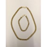 9CT GOLD TRIPLE LINK CHAIN AND MATCHING BRACELET 17.