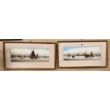 GARMAN MORRIS WATERCOLOUR OF RIVERSCAPES ENTITLED ON THE THAMES AND ON THE SOUTH COAST SIGNED WITH