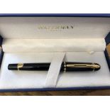 BOXED WATERMAN PARIS EXPERT FOUNTAIN PEN BLACK WITH GOLD TRIM