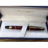 BOXED WATERMAN PARIS EXPERT RED MARBLE FOUNTAIN PEN