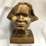 CAST BRONZE BUST OF A HEAD 13CM H