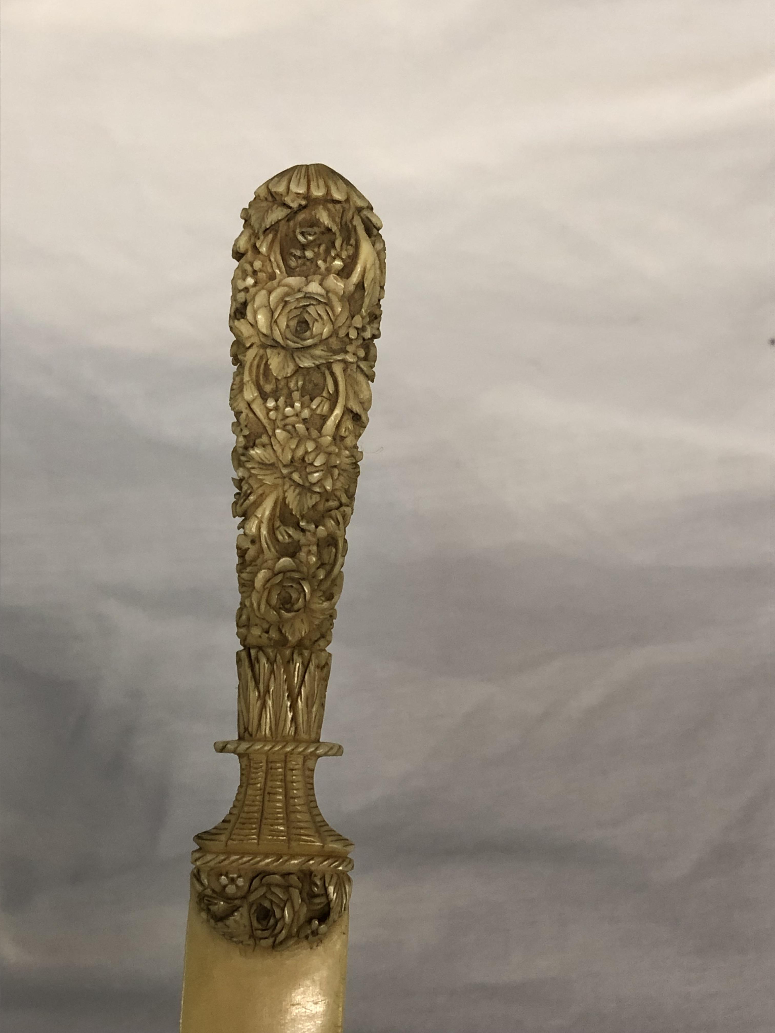 CARVED IVORY HANDLED PAPER KNIFE, - Image 6 of 7