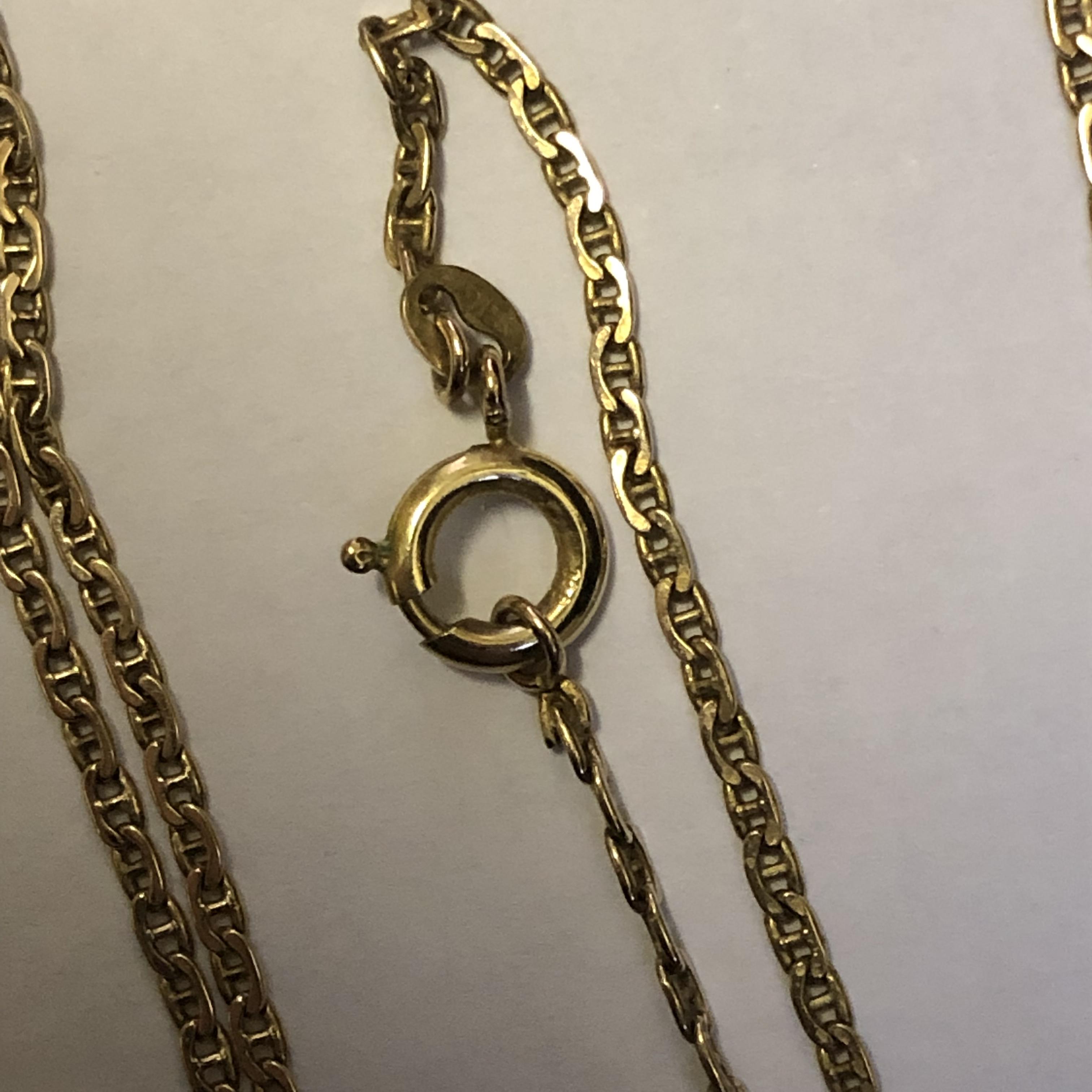 9CT GOLD FLAT LINK CHAIN WITH A 9CT GOLD MOUNTED MARQUISE PENDANT AND 925 CZ PENDANT AND A FLAT - Image 4 of 7