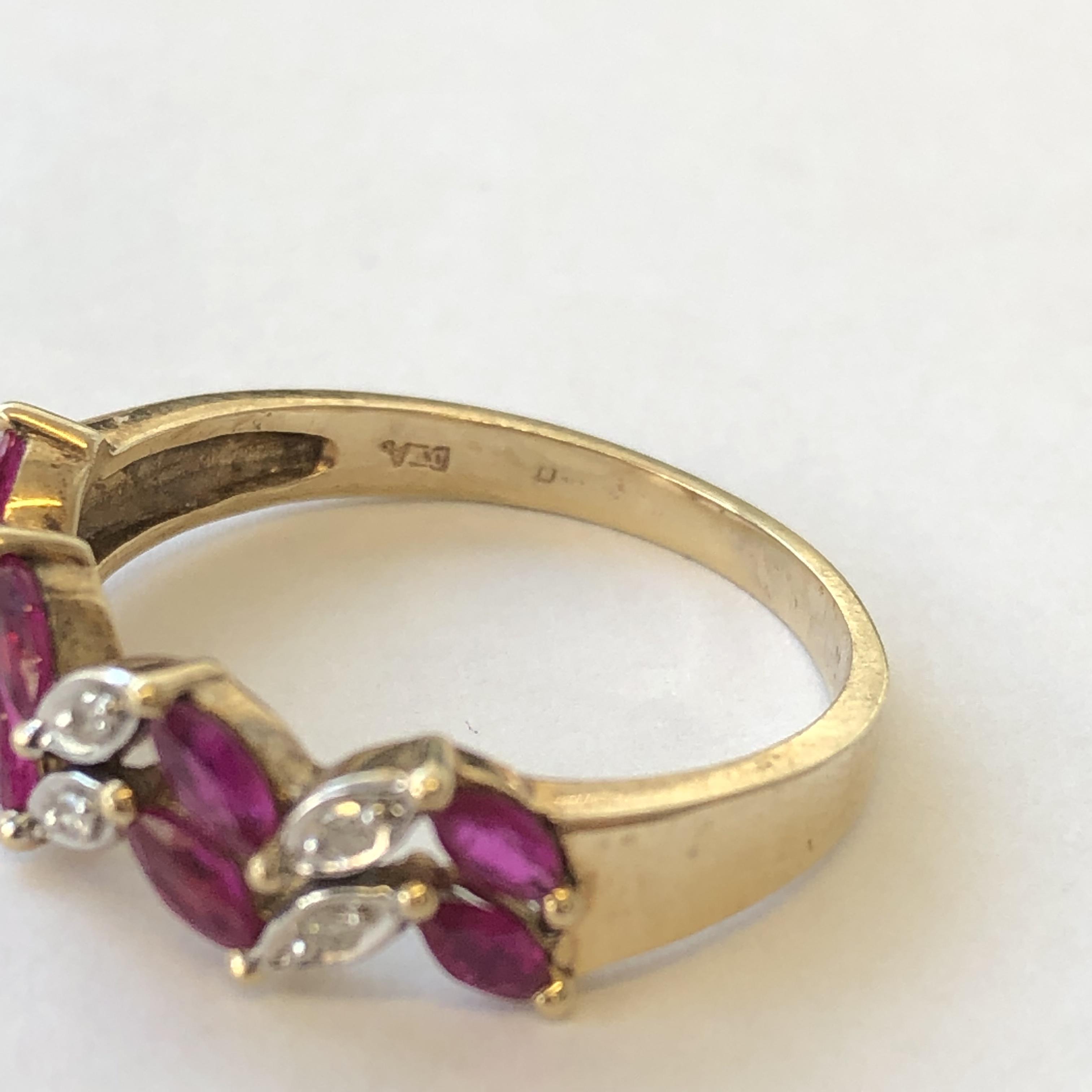 LADIES 9CT RUBY AND DIAMOND RING SIZE M/N 2. - Image 2 of 6