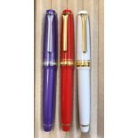 SAILOR PROFESSIONAL GEAR SLIM SAPPORO FOUNTAIN PENS - ONE BLUEBERRY WITH SILVER TRIM,