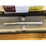 CASED PILOT RETRACTABLE SILVER FOUNTAIN PEN