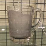 ETCHED MINIATURE GLASS TANKARD, PRESENT FROM THE SCOTTISH EXHIBITION GLASGOW 1911 9.