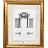 LITHOGRAPHIC PRINT OF AN ARCHITECT'S DESIGN SKETCH OF A CLASSICAL PORTICO AFTER P.