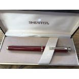 BOXED SHEAFFER TARGA 1021 IMPERIAL RED LAQUE FOUNTAIN PEN