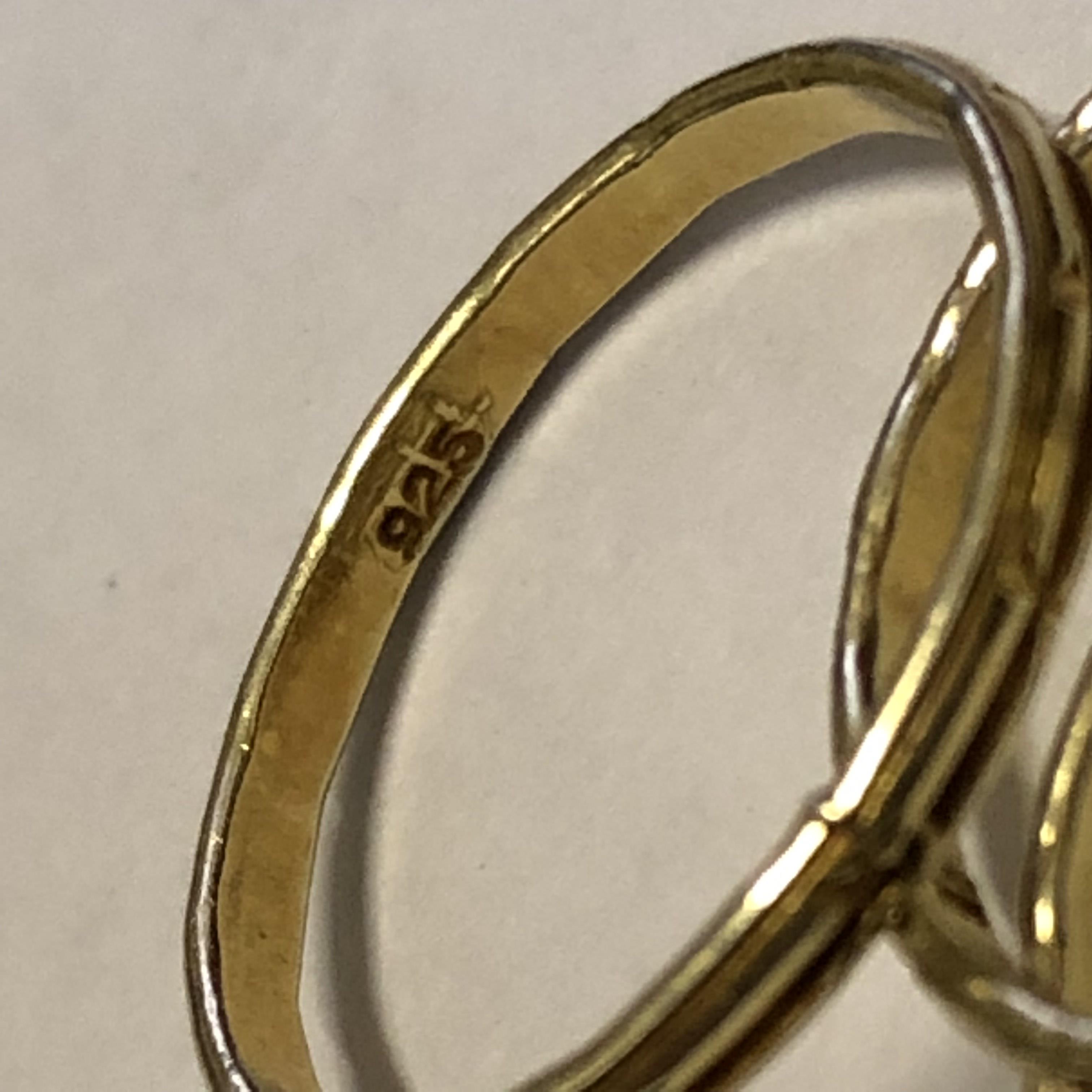 FIVE 925 STAMPED GOLD PLATED BANDS VARIOUS SIZES 4. - Image 5 of 5
