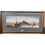 GARMAN MORRIS WATERCOLOUR OF ST MICHAELS MOUNT F/G 50 X 18.