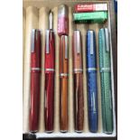 ESTERBROOK J SERIES FOUNTAIN PEN WITH A 9668 NIB WITH INTERCHANGEABLE PENS - TWO RED, TWO COPPER,