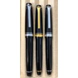 SAILOR PROFESSIONAL GEAR SLIM SAPPORO BLACK FOUNTAIN PENS (ONE WITH GOLD TRIM AND ONE WITH SILVER