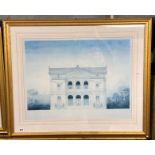 LITHOGRAPHIC PRINT OF AN ARCHITECTURAL HOUSE F/G 71 X 44CM